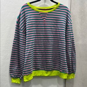 Striped Pink and Green Sweatshirt
